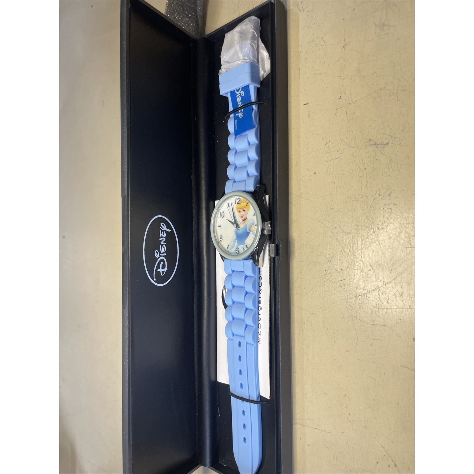 Disney Cinderella Watch Pastel Blue Rubber Strap  Bezel SilverTone